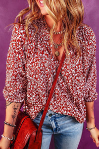 Printed Tie Neck Balloon Sleeve Blouse - Pahabu - Women's Clothing & Shop