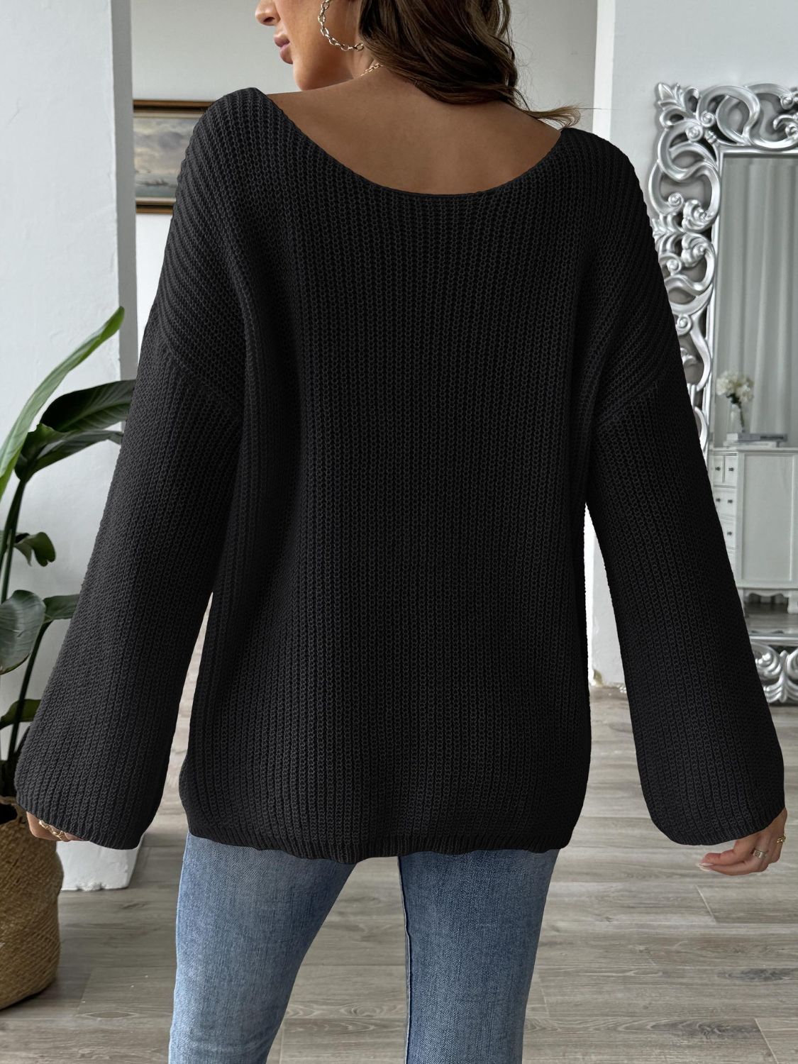 Heart Boat Neck Dropped Shoulder Sweater - Pahabu - Women's Clothing & Shop