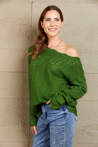 Woven Right Scalloped Boat Neck Openwork Tunic Sweater - Pahabu - Women's Clothing & Shop