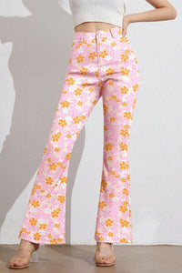 Printed High Waist Flare Pants with Pockets - Pahabu - Women's Clothing & Shop