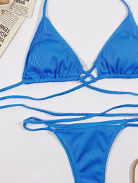 Halter Neck Crisscross Ribbed Bikini Set - Pahabu - Women's Clothing & Shop