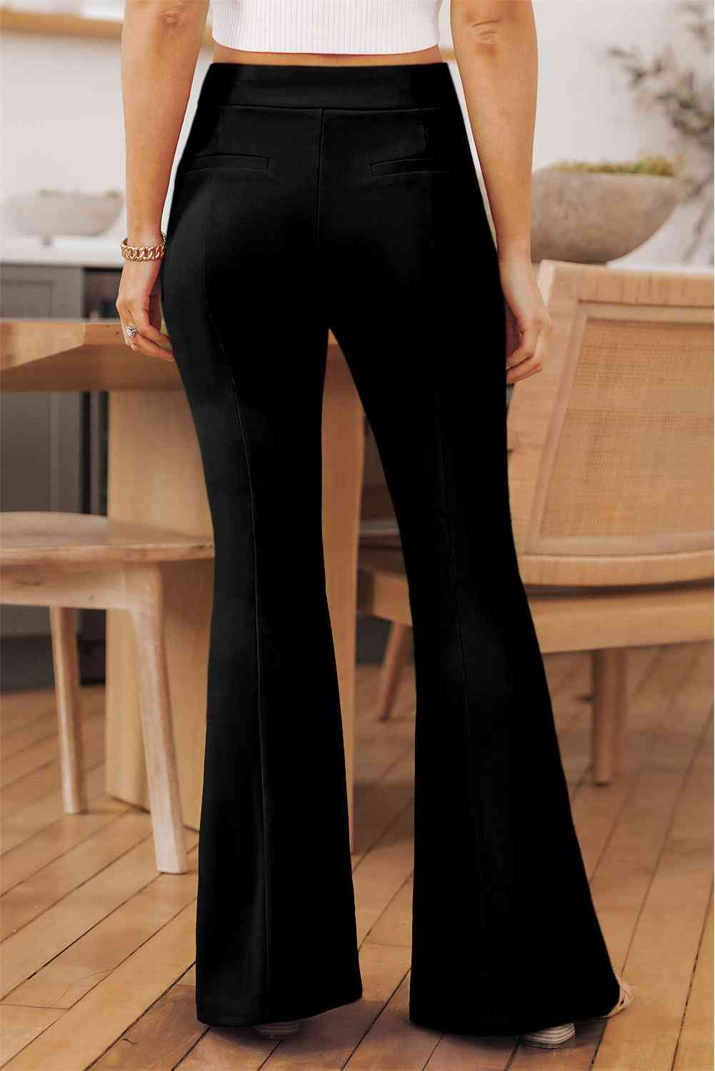 Front Slit Flare Leg Pants - Pahabu - Women's Clothing & Shop