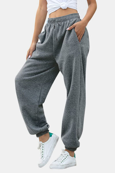 Elastic Waist Joggers with Pockets - Pahabu - Women's Clothing & Shop