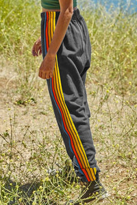 Contrast Striped Elastic Waist Active Pants - Pahabu - Women's Clothing & Shop