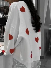 Valentine’s Day Heart Round Neck Long Sleeve Sweater - Pahabu - Women's Clothing & Shop