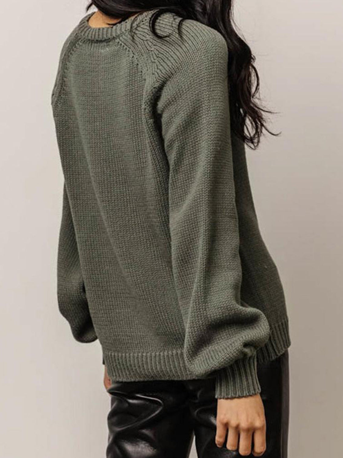 Buttoned Round Neck Long Sleeve Sweater - Pahabu - Women's Clothing & Shop