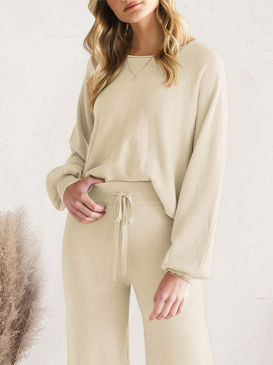 Long Sleeve Lounge Top and Drawstring Pants Set - Pahabu - Women's Clothing & Shop
