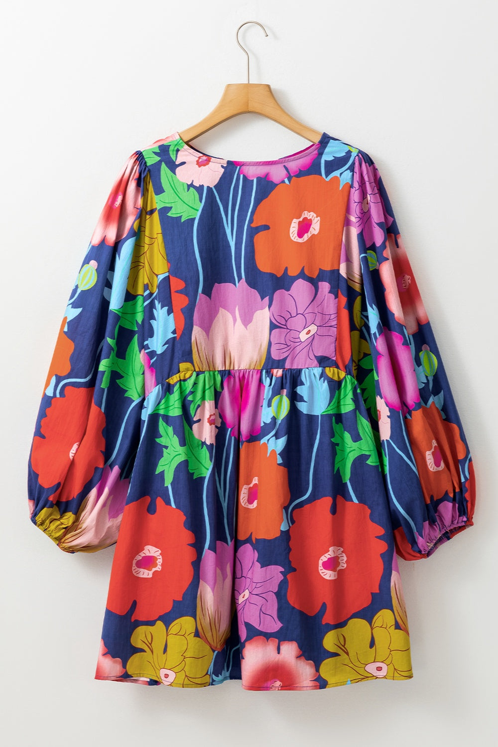 Plus Size Printed Tie Neck Long Sleeve Dress - Pahabu - Women's Clothing & Shop