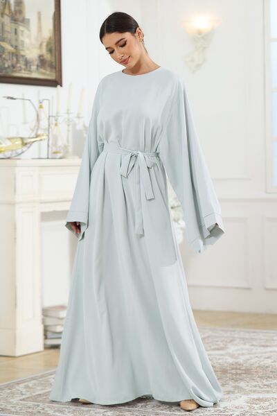 Round Neck Kimono Sleeve Tie Waist Dress - Pahabu - Women's Clothing & Shop