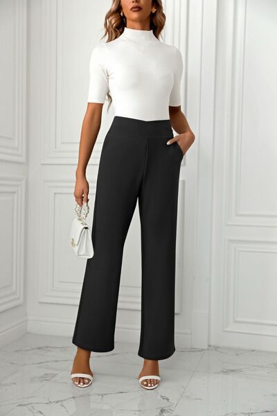 High Waist Straight Leg Pants - Pahabu - Women's Clothing & Shop