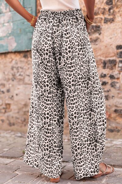 Leopard Drawstring Wide Leg Pants - Pahabu - Women's Clothing & Shop