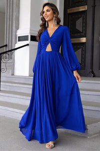Twist Front Cutout Long Sleeve Dress - Pahabu - Women's Clothing & Shop