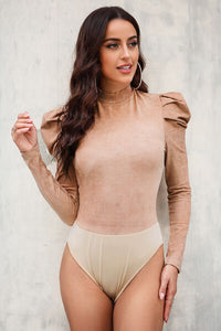 Mock Neck Puff Sleeve Bodysuit - Pahabu - Women's Clothing & Shop