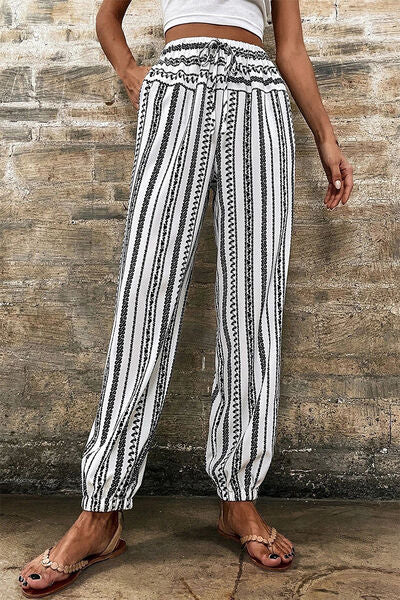 Printed Elastic Waist Pants - Pahabu - Women's Clothing & Shop