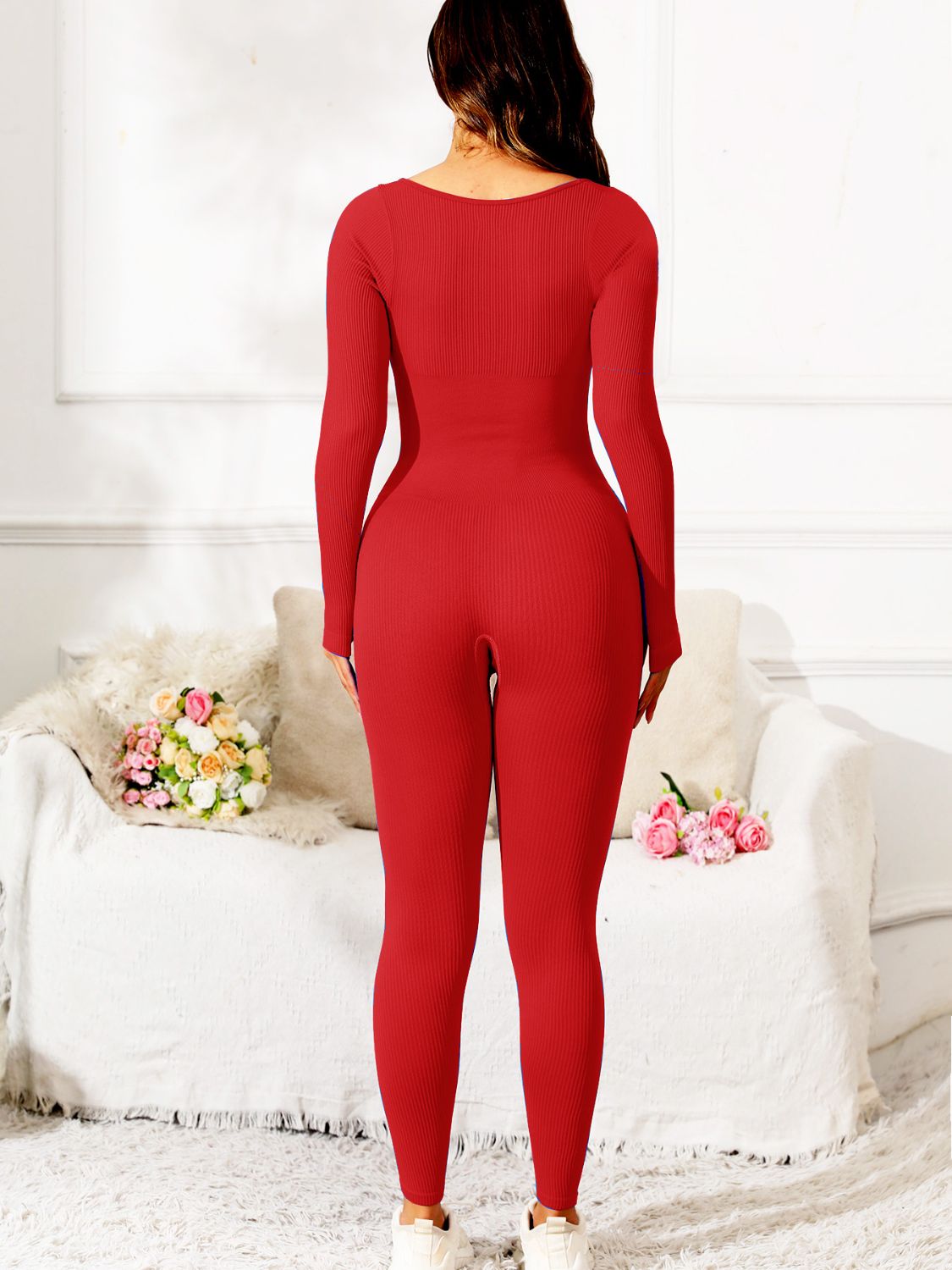 Scoop Neck Long Sleeve Active Jumpsuit - Pahabu - Women's Clothing & Shop