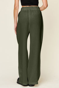 Double Take Full Size Texture Drawstring Wide Leg Pants - Pahabu - Women's Clothing & Shop