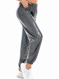 Glitter Elastic Waist Pants with Pockets - Pahabu - Women's Clothing & Shop