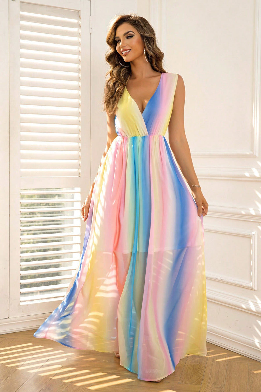 Surplice Neck Sleeveless Maxi Dress - Pahabu - Women's Clothing & Shop