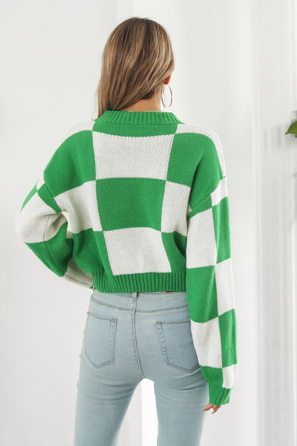 Color Block Round Neck Dropped Shoulder Sweater - Pahabu - Women's Clothing & Shop