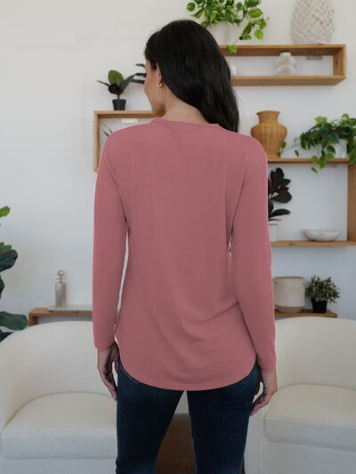 FAM-FAM Round Neck Long Sleeve T-Shirt - Pahabu - Women's Clothing & Shop
