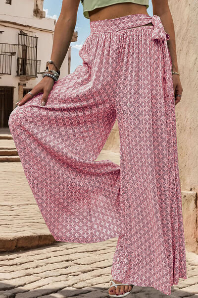 Perfee Printed Tied Wide Leg Pants - Pahabu - Women's Clothing & Shop