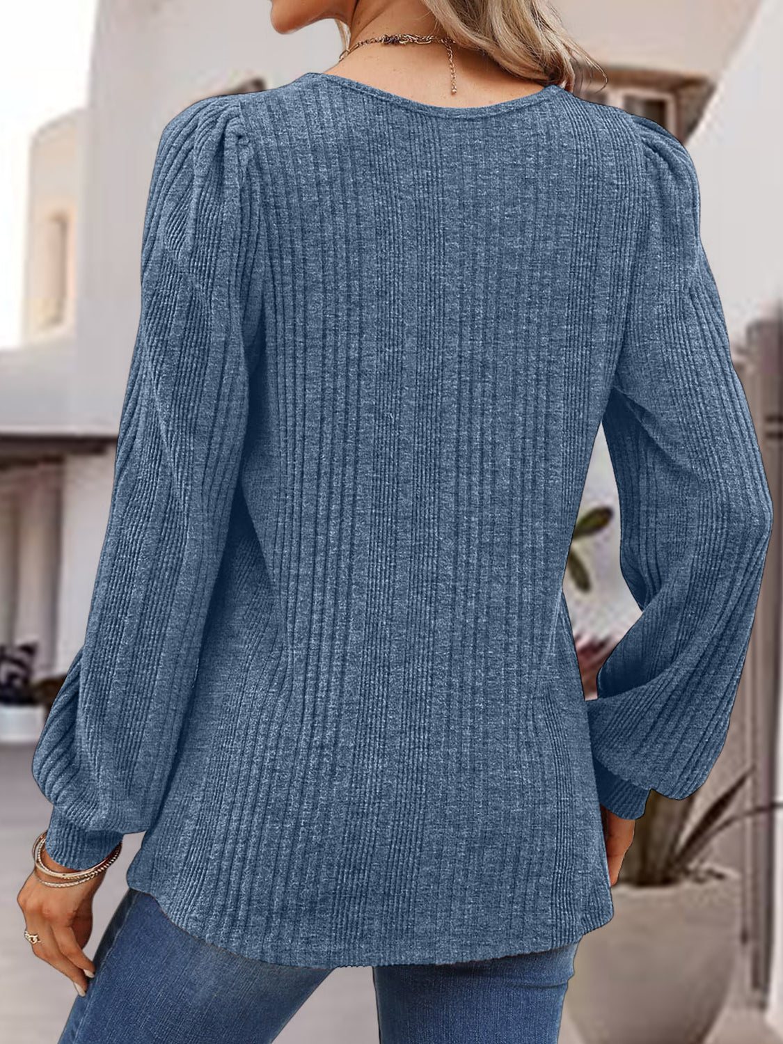 Square Neck Long Sleeve Top - Pahabu - Women's Clothing & Shop
