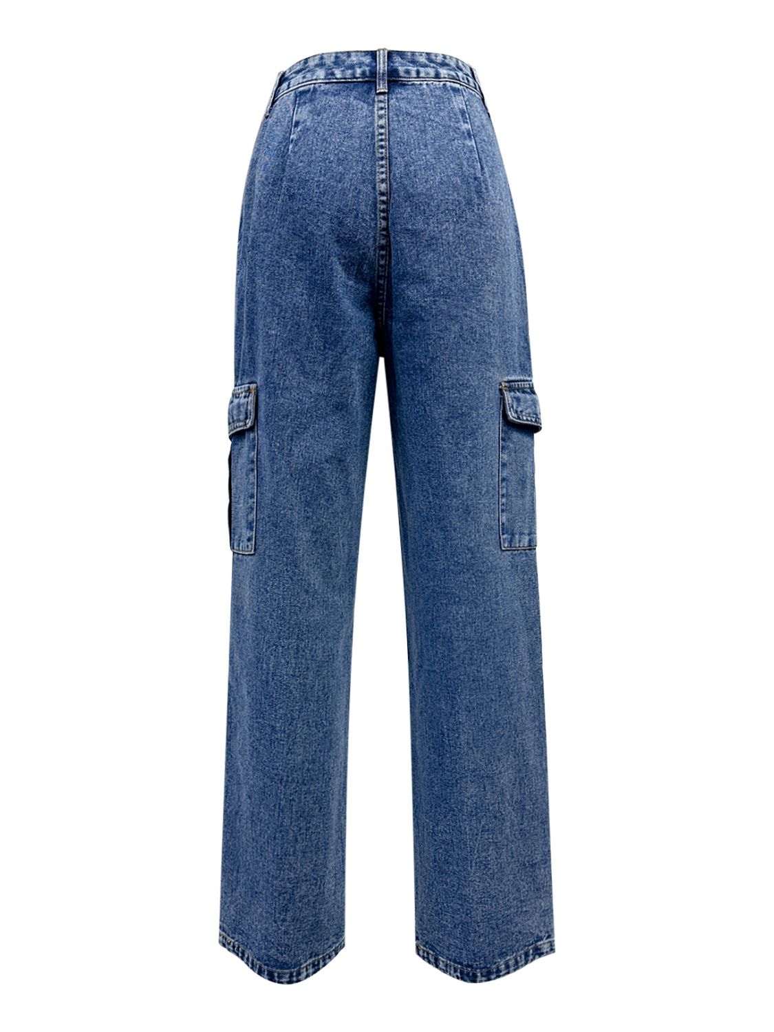 High Rise Straight Jeans with Cargo Pockets - Pahabu - Women's Clothing & Shop