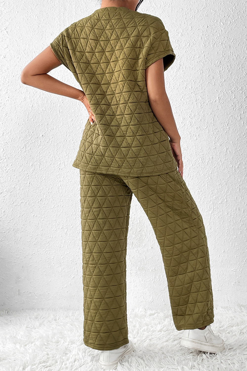 Short Sleeve Top and Pocketed Pants Lounge Set - Pahabu - Women's Clothing & Shop