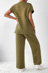 Short Sleeve Top and Pocketed Pants Lounge Set - Pahabu - Women's Clothing & Shop