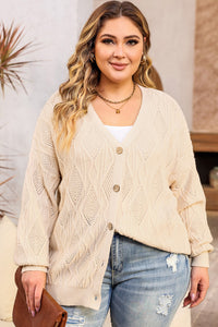 Plus Size Cable-Knit Button Up Sweater - Pahabu - Women's Clothing & Shop