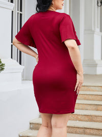 Plus Size Flutter Sleeve Mini Dress - Pahabu - Women's Clothing & Shop