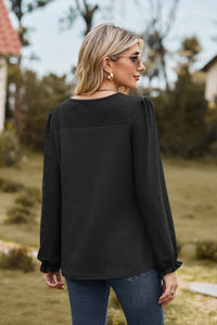 Round Neck Puff Sleeve Blouse - Pahabu - Women's Clothing & Shop