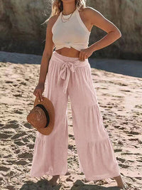 Tied Ruched Wide Leg Pants - Pahabu - Women's Clothing & Shop
