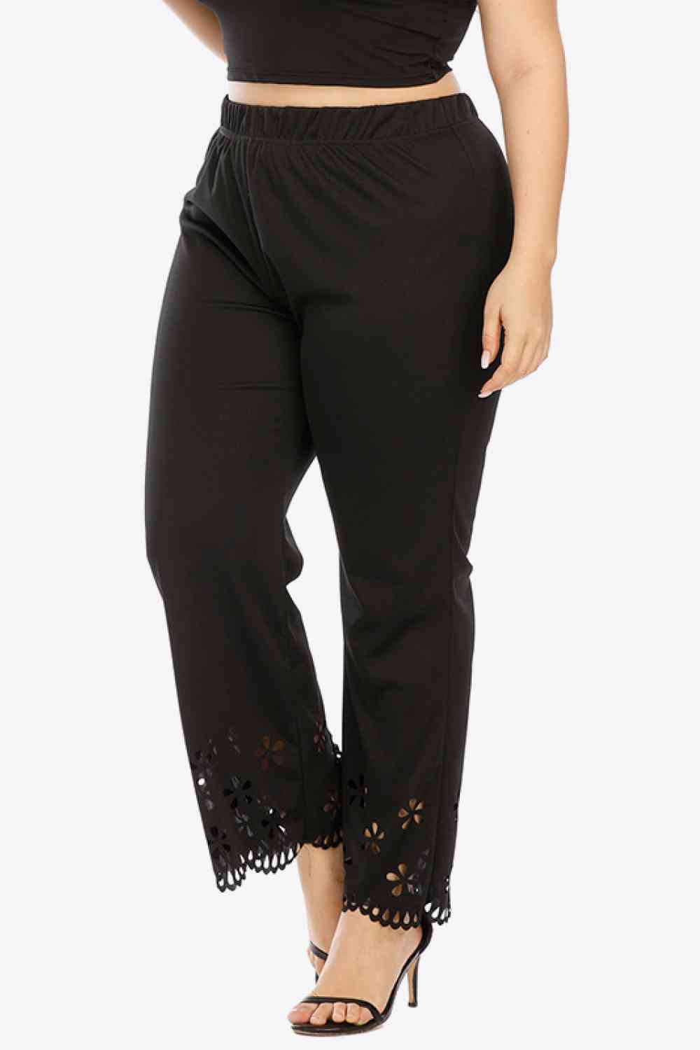 Plus Size Openwork Elastic Waist Pants - Pahabu - Women's Clothing & Shop
