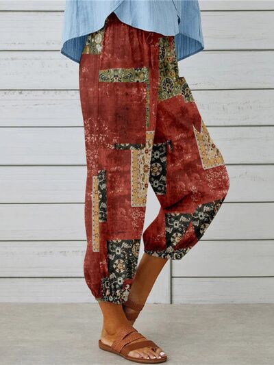 Printed Tied Cropped Pants - Pahabu - Women's Clothing & Shop