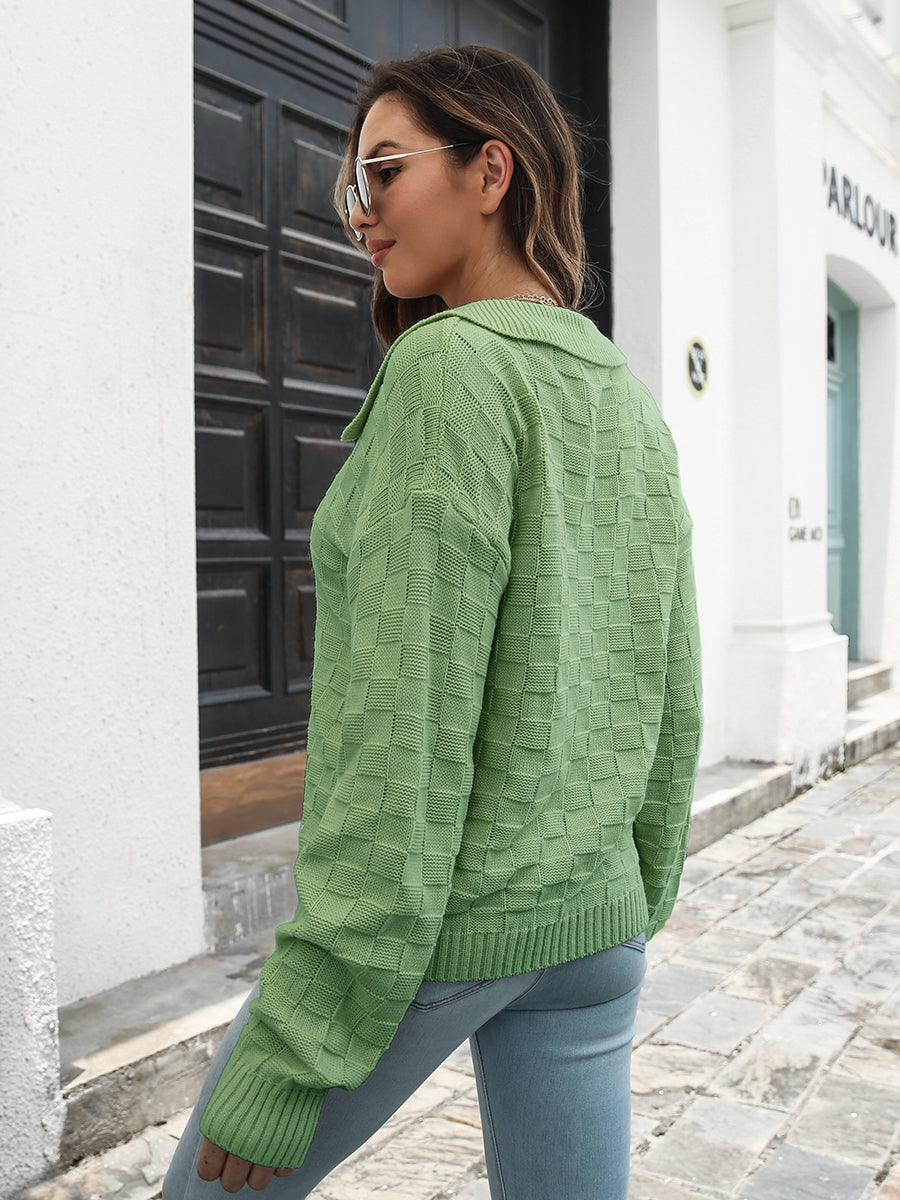 Johnny Collar Dropped Shoulder Sweater - Pahabu - Women's Clothing & Shop
