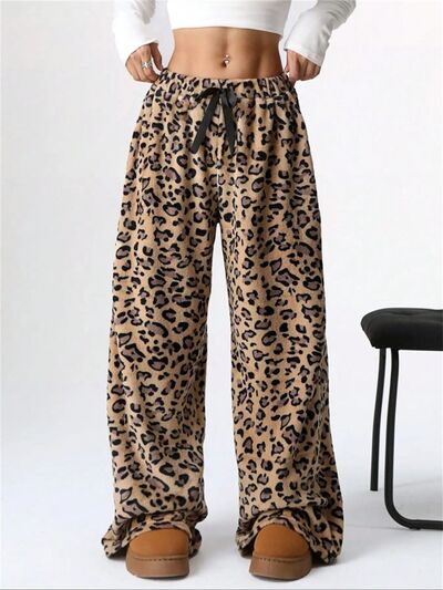 Leopard Wide Leg Plush Pants - Pahabu - Women's Clothing & Shop