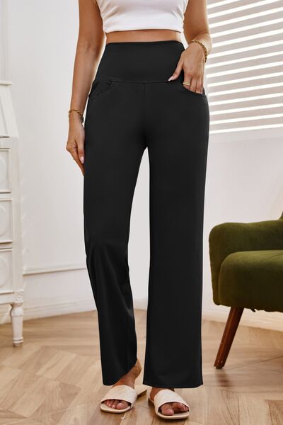 High Waist Wide Leg Pants with Pockets - Pahabu - Women's Clothing & Shop