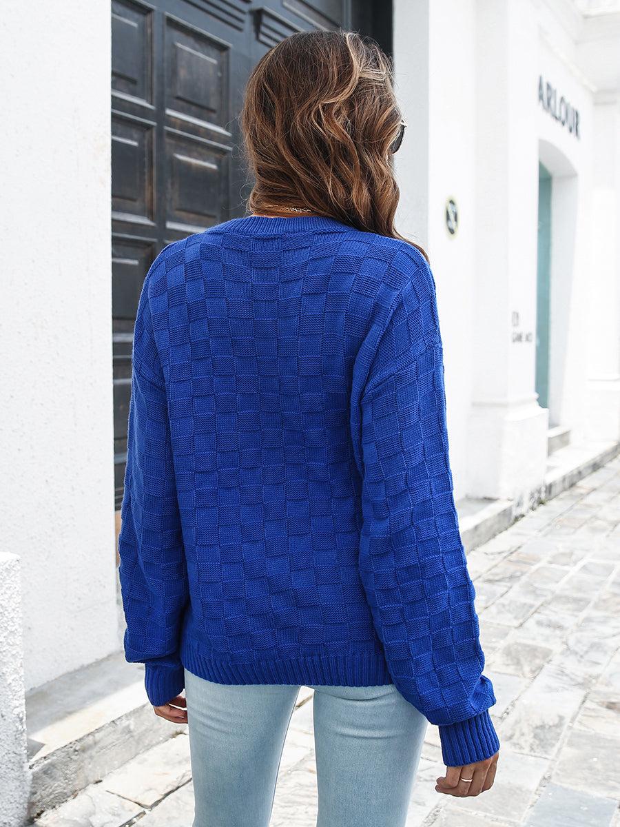 Round Neck Dropped Shoulder Sweater - Pahabu - Women's Clothing & Shop