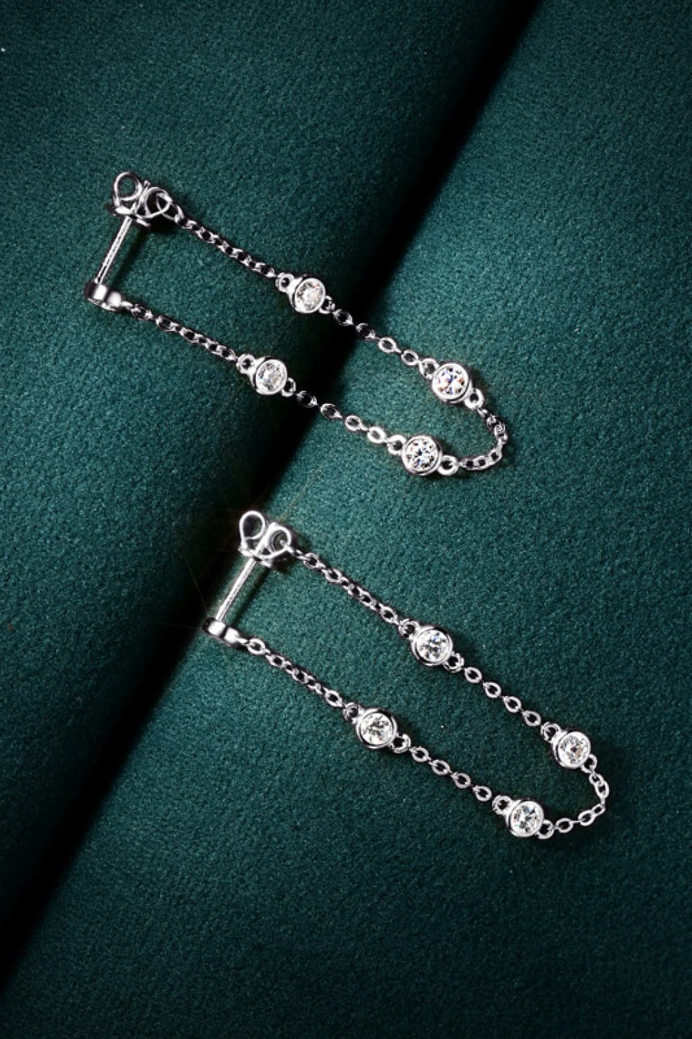 1 Carat Moissanite 925 Sterling Silver Chain Earrings - Pahabu - Women's Clothing & Shop
