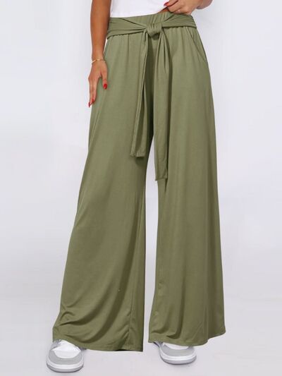 Tied Wide Leg Pants with Pockets - Pahabu - Women's Clothing & Shop