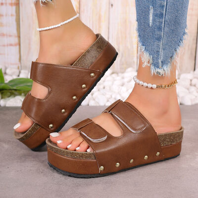 PU Leather Studded Platform Sandals - Pahabu - Women's Clothing & Shop