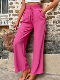 Tied High Waist Wide Leg Pants with Pockets - Pahabu - Women's Clothing & Shop