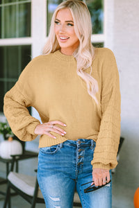 Round Neck Dropped Shoulder Waffle-Knit Sweater - Pahabu - Women's Clothing & Shop