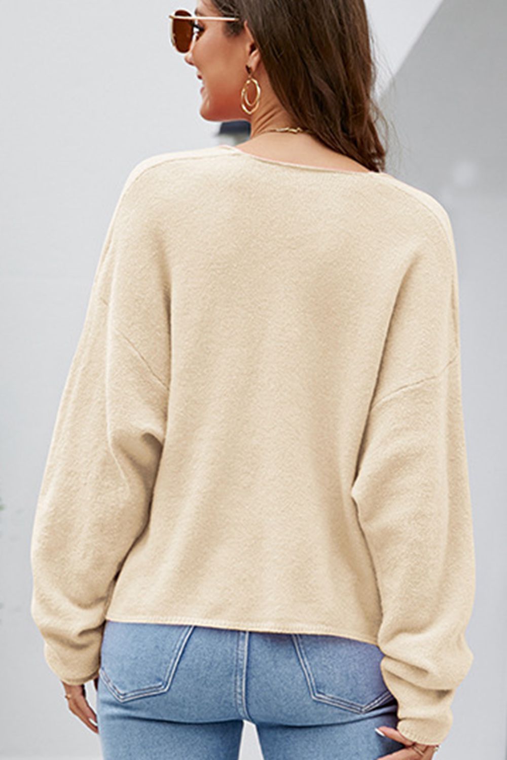 V-Neck Center Seam Sweater - Pahabu - Women's Clothing & Shop