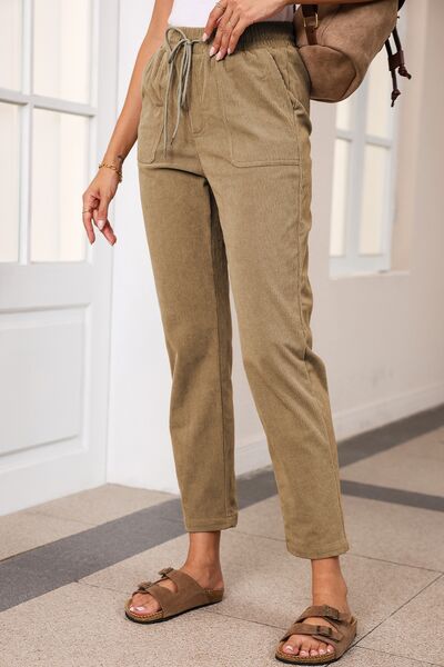 Drawstring Straight Pants with Pockets - Pahabu - Women's Clothing & Shop