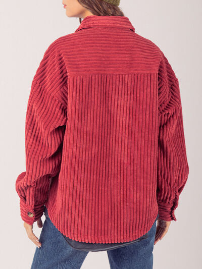 Button Up Long Sleeve Corduroy Jacket - Pahabu - Women's Clothing & Shop