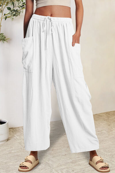 Full Size Pocketed Drawstring Wide Leg Pants - Pahabu - Women's Clothing & Shop