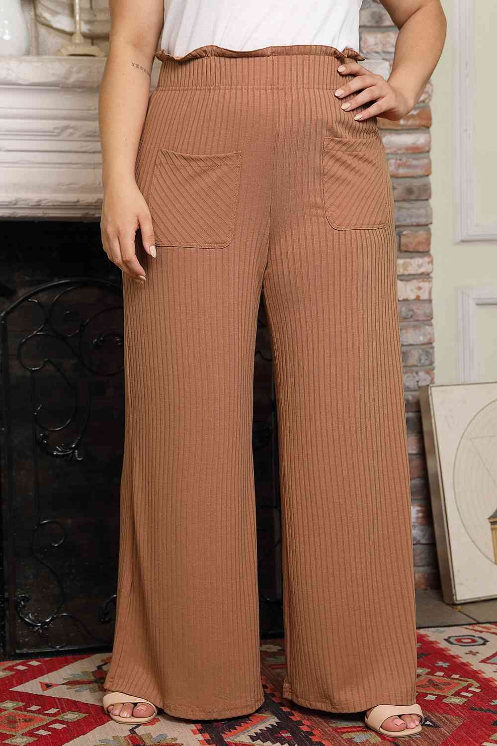 Plus Size Wide Leg Pants with Pockets - Pahabu - Women's Clothing & Shop