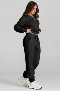 Quarter Zip Top and Drawstring Pants Active Set - Pahabu - Women's Clothing & Shop